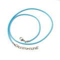 Light blue waxed cord necklace string with silver lobster clasp and extension chain - Teal