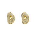 Orecchini a lobo lettera D placcati oro 18k con pavé di zirconi bianchi scintillanti - Lettera D