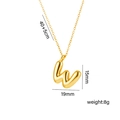 18K gold plated letter W pendant necklace with puffy balloon design and 40+5cm chain - Letter W