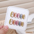 Korte vierkante kunstnagels met kleurrijk cat-eye gradiënt effect, set van 10 stuks in doos - XS / Kleurrijke Cat Eye Gradiënt (FM025)