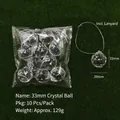 Set of 10 faceted crystal ball ornaments 33mm with silver strings for Christmas decor - Faceted Crystal Ball / 33mm
