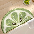 Tappeto da bagno semicircolare con motivo a fetta di lime in morbido peluche - 55*100cm / Sogno di lime verde