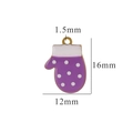 Purple enamel glove pendant in stainless steel with white polka dots and size markings - Purple Glove-White Dots
