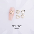 Détails de bijoux d'ongles 3D en forme de cœur 9x9mm avec cristaux et plaqué or - Cœur Or Évidé Strass (8167)
