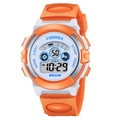 Waterproof digital sports watch for kids in orange and white with silicone strap - Orange