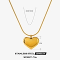 Polished 18K gold-plated stainless steel heart pendant necklace with snake chain for women - Gold Heart Pendant Snake Chain (Style 2)