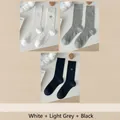 Lot de 3 paires de chaussettes style ballerine avec nœud en blanc, gris et noir - Taille unique / 3 Paires-Blanc+Gris+Noir