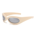 Occhiali da sole ovali retro Y2K con montatura beige spessa e lenti grigie - Montatura Beige Argento