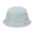 Chapeau bob en jean bleu clair pour enfants avec oursons brodés en fil doré - 50cm / Ours Bleu Clair