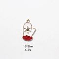 Detail of white enamel glove pendant with golden snowflake, size 15x25mm and 1.67g - No.6 Snowflake Glove