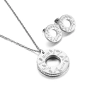 Silver Mother's Day jewelry set with mama letter engraving and crystal bezel - Zirconia Style / Silver (KS78667-K)