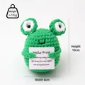 Mignonne poupée grenouille au crochet tenant une carte de soutien émotionnel - Grenouille vert fruit H Carte