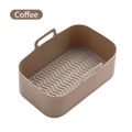 Reusable coffee brown rectangular silicone air fryer liner with side handles and oil ridges - 102g Dual-compartment 10qt Coffee Brown