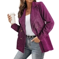 Chaqueta blazer de pana para mujer en color púrpura oscuro con botones dorados - S / Tops / Fucsia