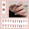 Long coffin ballet press-on nails in black and white French style with abstract lines W465 - W465 Black and White French (Glue Style)