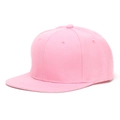 Casquette de baseball hip-hop à bord plat en sergé de coton rose vif à 6 panneaux - Rose