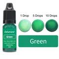 Green liquid candle dye in 10ml dropper bottle with multiple shade intensity levels - 10ml / Green