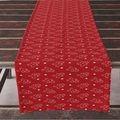 Camino de mesa navideño con hombre de jengibre y estrellas en lino de algodón rojo - 33*183cm / Hombre de Jengibre Rojo
