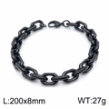 Pulsera hip hop para hombre en acero inoxidable negro con eslabones de 8 mm - Pulsera 20CM / Negro