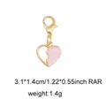 Pink broken heart charm with gold lobster clasp for shoes and bags, 3.1x1.4cm size - Style 4 Heart