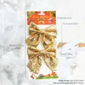 Set of two gold sequin Christmas bow decorations with elegant festive packaging - 2 Pack Gold