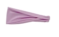 Detalle de diadema deportiva lila de tela elástica con un elegante diseño de nudo - Violeta Claro