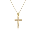 Elegante goldene Kreuzkette mit klaren Kristallen an einer zarten Box-Kette - Gold Klar Zirkonia Kreuz