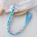 Elastico treccia unicorno per bambini con fiocco glitter e extension capelli blu e rosa - Treccia con Fiocco Blu