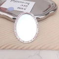 Y2K liquid metal heart mirror accessory with pink rhinestones for DIY crafts - Colorful Pink Oval