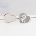 Detailed view of heart-shaped gold and silver metal jewelry accessories with adhesive back - C204-20mm Heart Buckle (Silver)