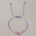 Pulsera ajustable de cuentas moradas con cordón tejido y detalles metálicos dorados - Cristal Lavanda Trenzado