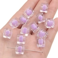 Square purple and clear macaron acrylic beads for DIY jewelry and phone chains - 10Pcs/Pack / Transparent Purple
