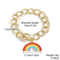 Rainbow heart charm bracelet in golden finish with 19cm chain and detailed dimensions - Rainbow OT Buckle Bracelet