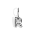Polished silver bubble letter R pendant charm for DIY custom necklaces or bracelets. - Letter R / Silver