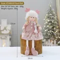 Pink plush Christmas doll with white reindeer antlers and checkered scarf, 53cm tall - Pink-Girl-Long Legs