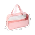 Pink transparent travel toiletry bag with faux leather trim, size 26x16x7cm - Pink Medium