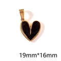 Macro detail of a 19mm*16mm golden heart pendant with black enamel inlay on white background - Black Enamel Heart