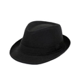 Classic black wool fedora hat with matching grosgrain ribbon and structured crown - Adult (Approx. 58cm) / Plain Cloth-Black