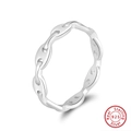 Polished 925 sterling silver triple layer interwoven coffee bean minimalist ring - US 5 / Pig Nose Chain Style (GAR03) / Silver