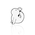 Schattige witte cartoon konijnenpeld met een minimalistisch zittend konijn design - Yoga Konijn D