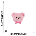 Pink cartoon bear towel embroidery patch, 3.9cm self-adhesive clothing accessory - Pink Bowtie Bear Head-3.9*3.9cm