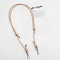 Adjustable beige PU leather bag strap with silver metal swivel hooks and knot detail - Silver Plate Hook / Khaki