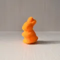 Cute 7.4cm orange flocked moss rabbit figurine for Easter desktop decoration - Orange (Height 7.4)