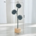 Three-head sunflower metal ornament with wooden base for modern home decor - Y03-Sunflower / Gray
