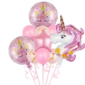 Set di palloncini unicorno rosa con stelle e paillettes per decorazione di festa - Set di palloncini unicorno rosa medio