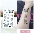 Wasserdichtes Schmetterlings-Tattoo RC-768 in Blaugrün und Schwarz für den Unterarm - RC-768 Schmetterlings-Set