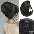 Short 8-inch curly ponytail hair extension with claw clip in natural black 1B shade - Natural Black