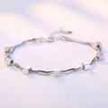 Bracelet double chaîne serpent en argent avec cubes polis et étoile pour femme - Cuivre plaqué or blanc / Style Carré