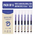Lot de 6 stylos roller bleus 0.5mm à grande capacité d'encre avec encre à séchage rapide - 6 Pcs/Boîte / Bleu