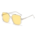 Occhiali da sole quadrati oversize alla moda con lenti gialle e aste in metallo argento - Montatura Argento Montatura Bianca Trasparente Lente Gialla C2 / Argento/Giallo